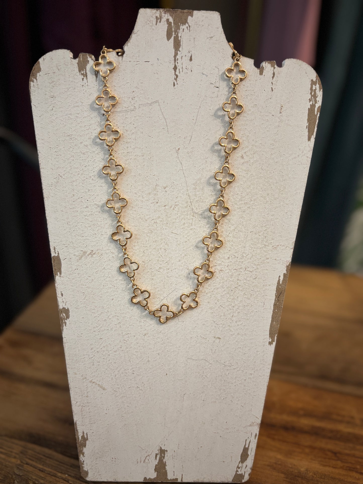 Worn Clover Cross 16 inch Necklace