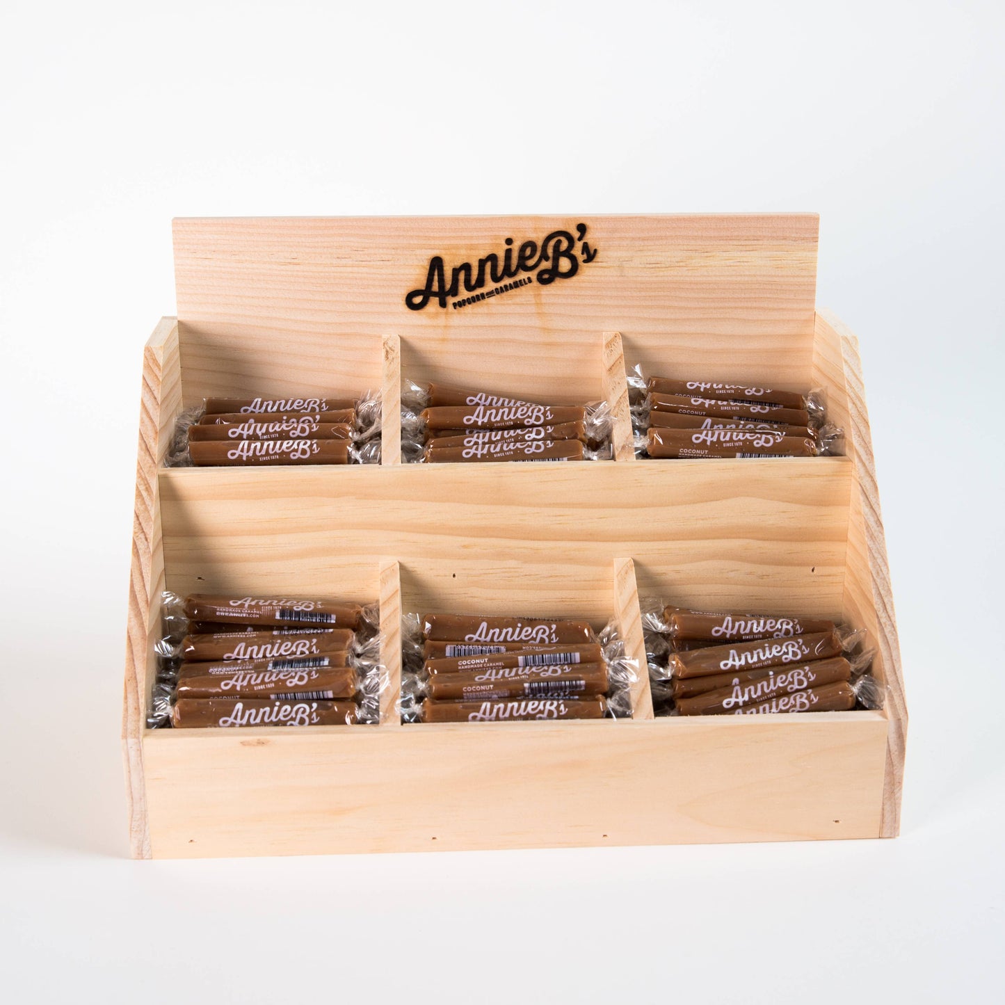 Annie B's - Wooden Caramel Display for Bulk Caramel - Handmade in USA!: 2 Pocket Display