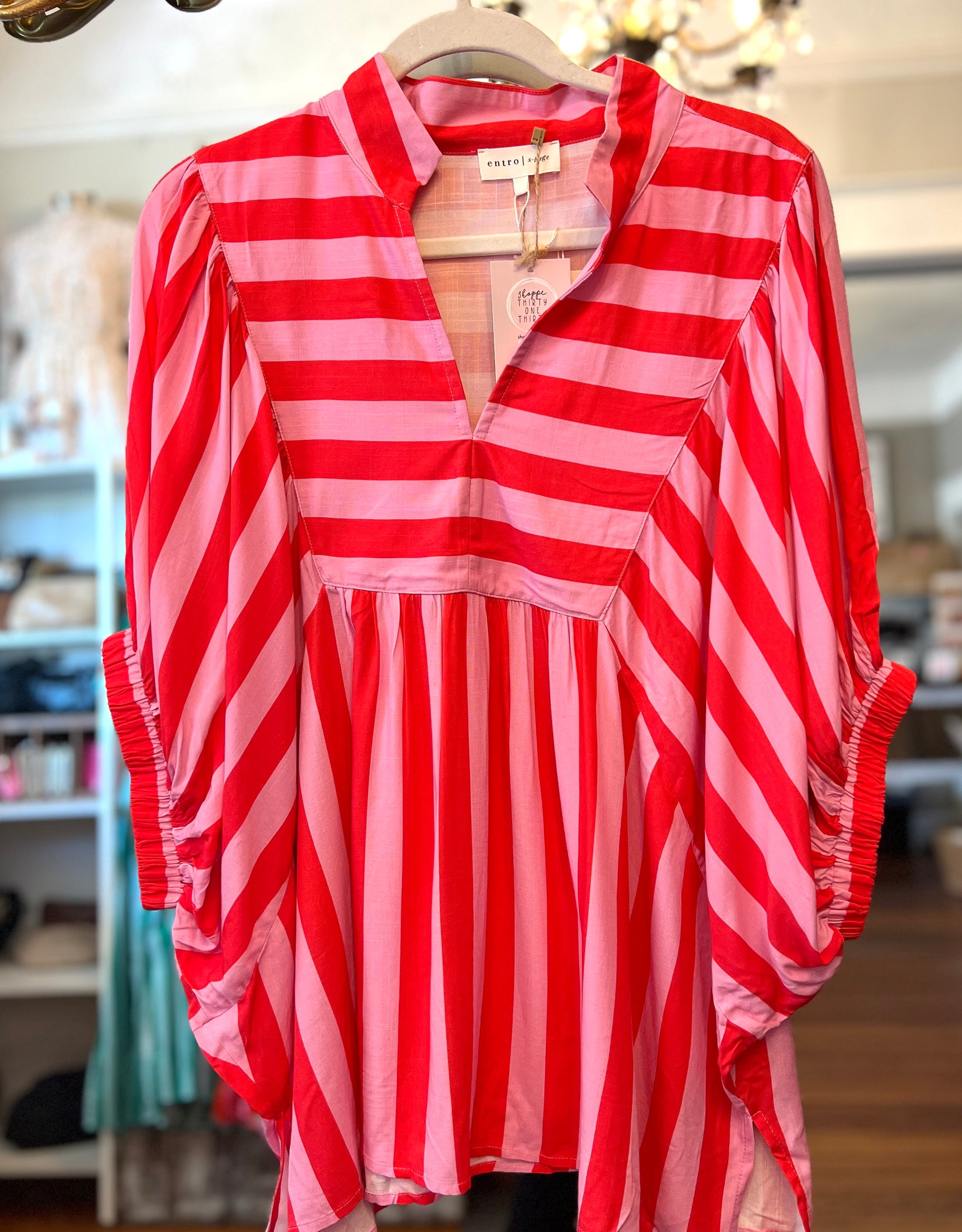 Petal & Poppy Stripe Blouse in Curvy - Shoppe3130