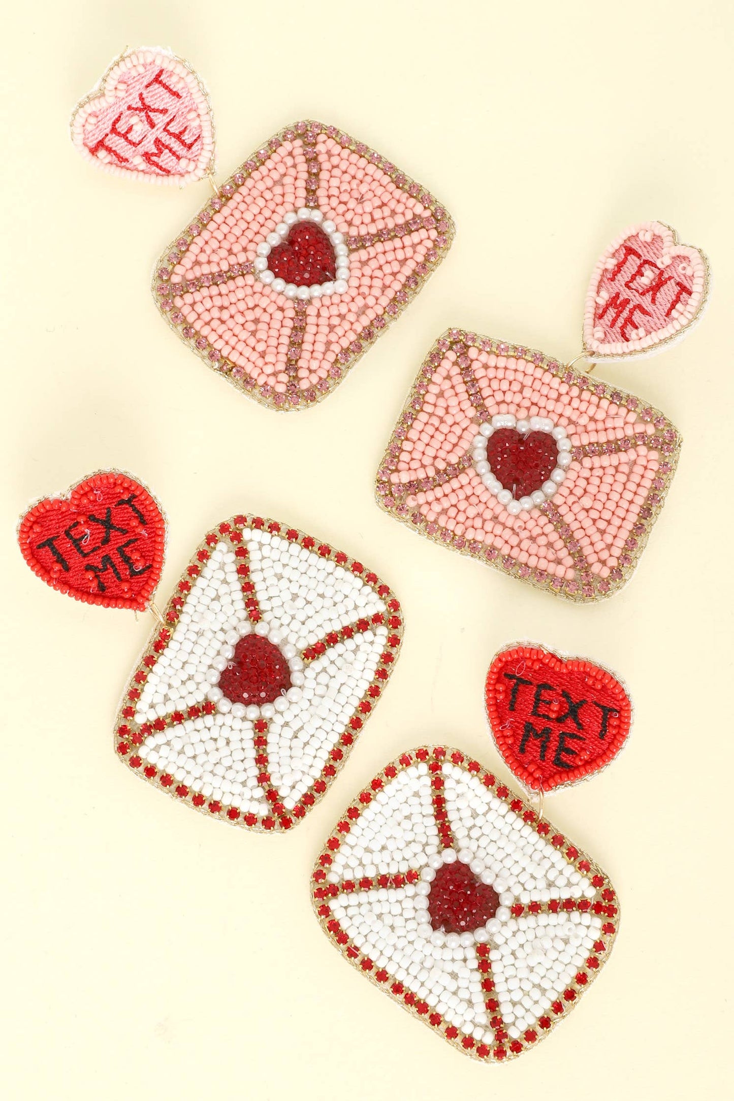 Love Text Message Beaded Valentine Earrings