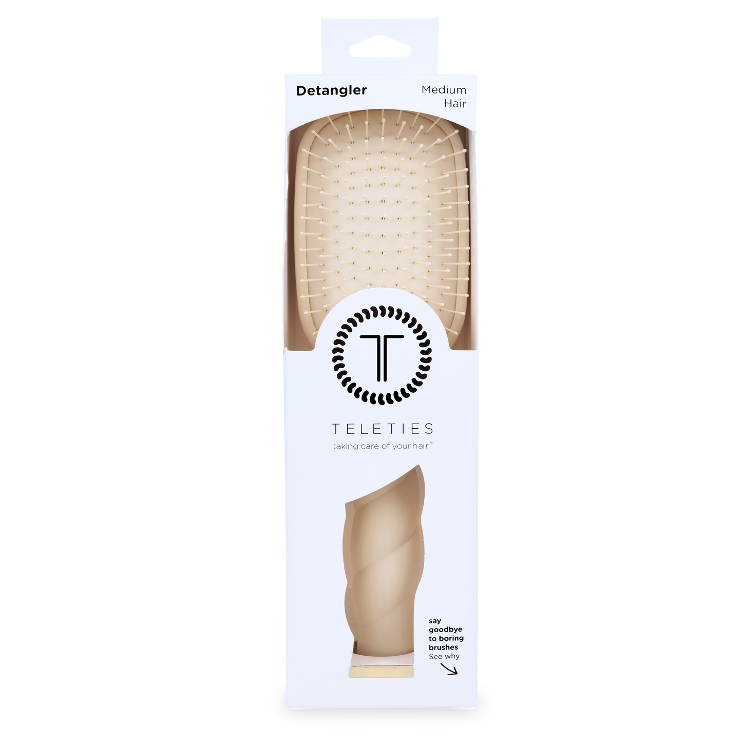 TELETIES - Detangler Hair Brush for Medium Hair - Tan - Shoppe3130