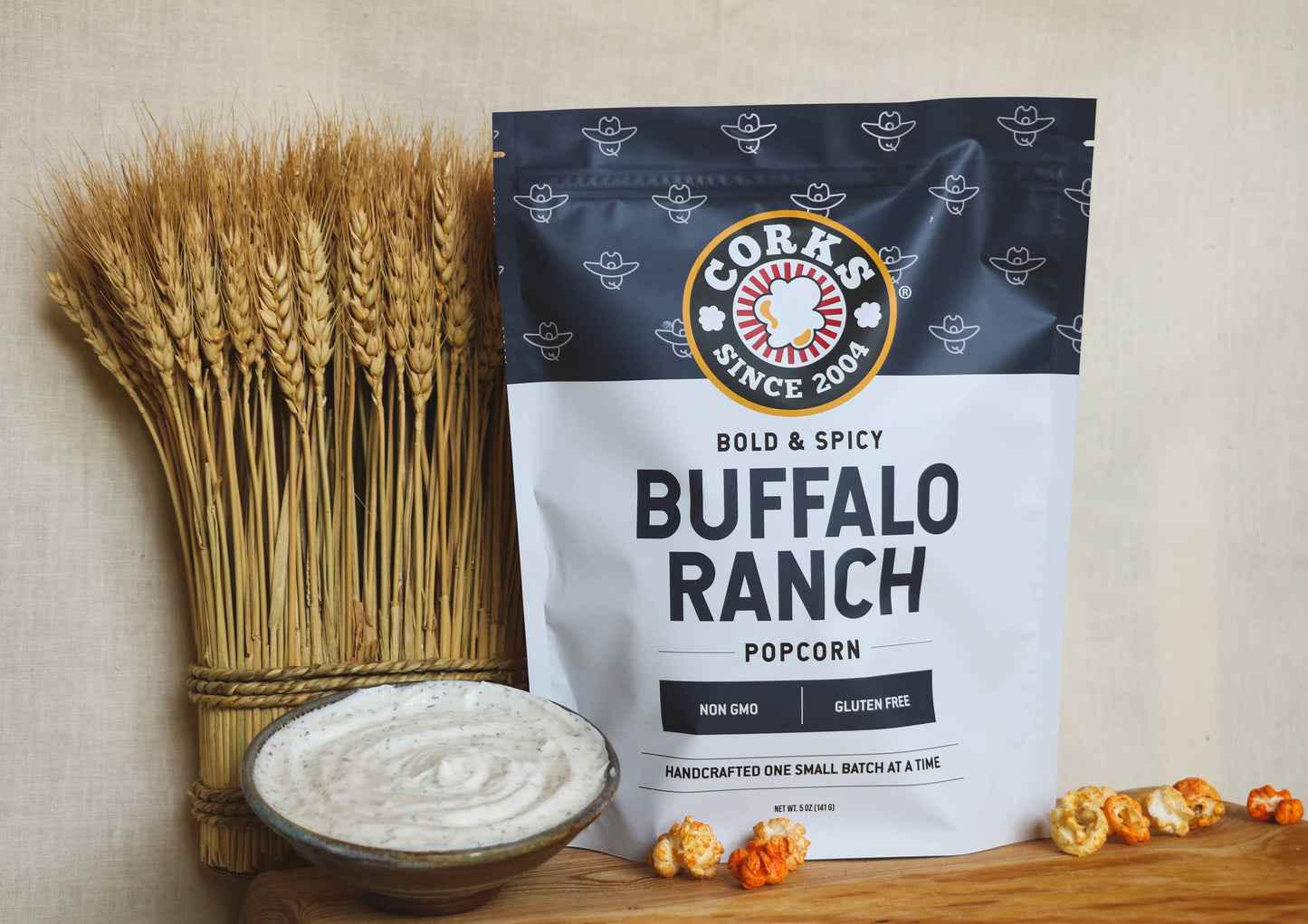 Corks Popcorn - Bold and Spicy Buffalo Ranch Popcorn - 3.0oz **New Size** - Shoppe3130