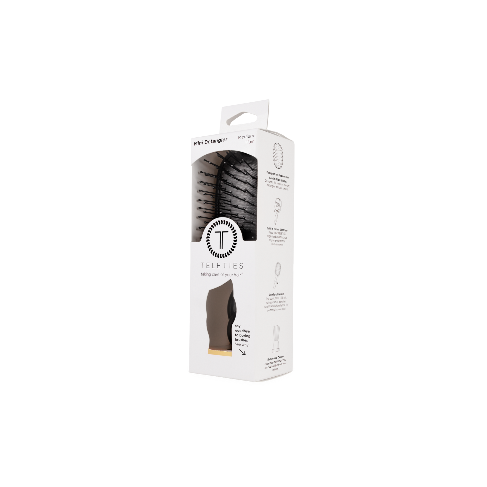TELETIES - Mini Detangler Brush | Jet Black | Medium - Shoppe3130