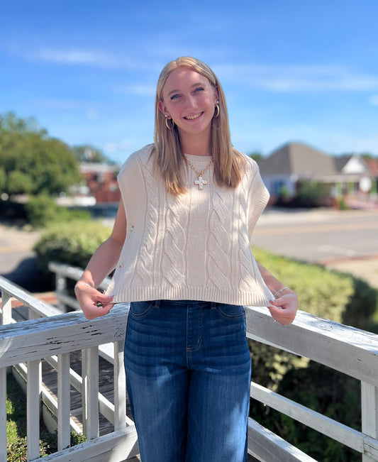 Cream Side Button Sweater - Shoppe3130