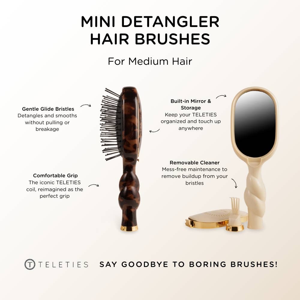 TELETIES - Mini Detangler Brush for Medium Hair - Tan - Shoppe3130