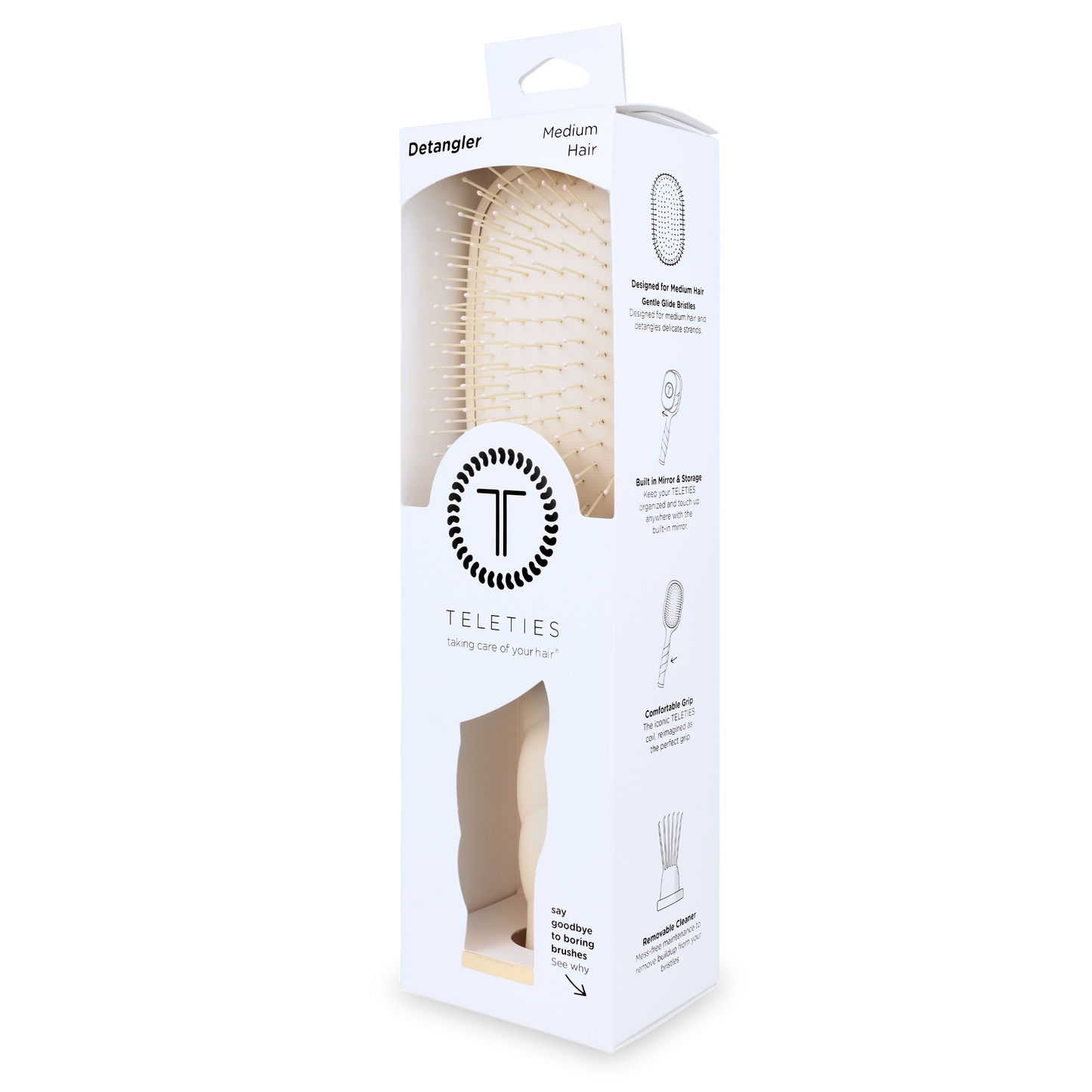 TELETIES - Detangler Hair Brush for Medium Hair - Tan - Shoppe3130