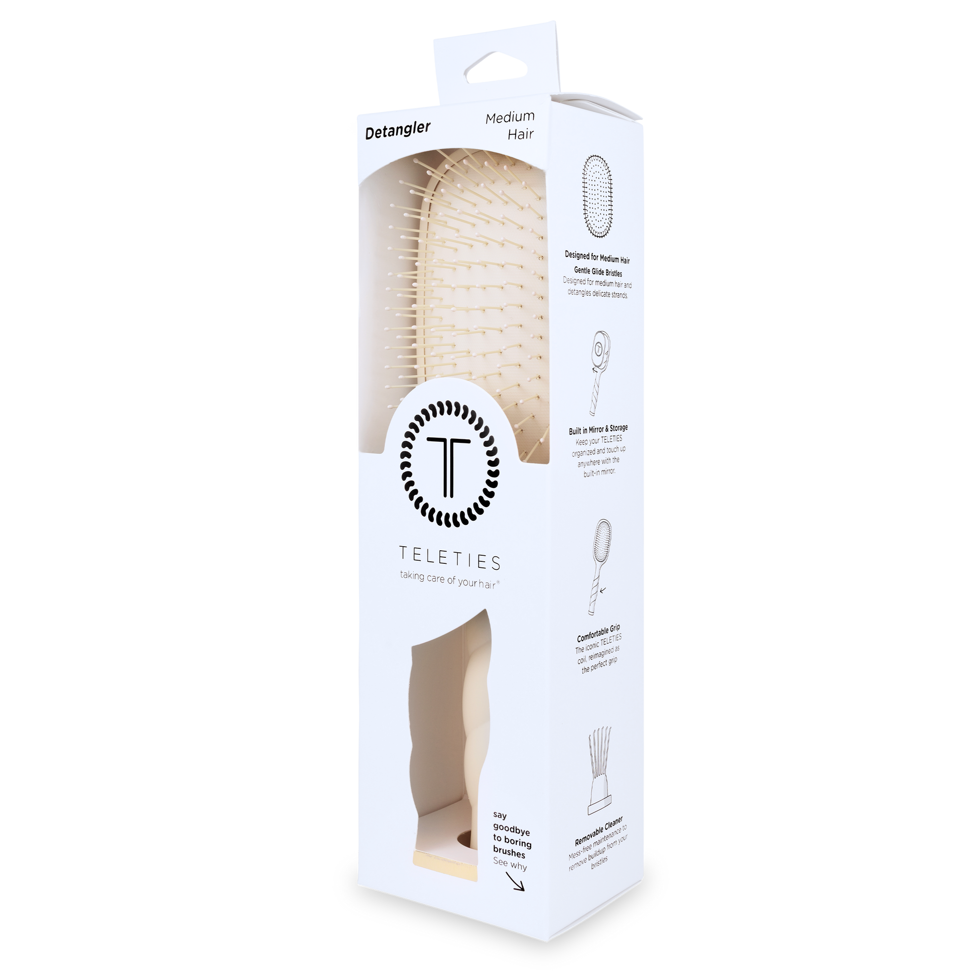 TELETIES - Detangler Hair Brush for Medium Hair - Tan - Shoppe3130