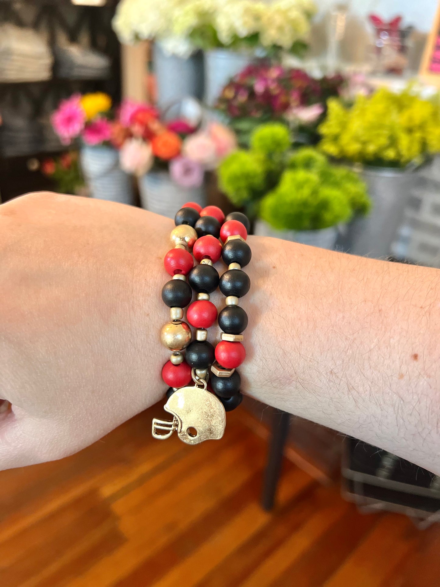 Game Day Glory Bracelet Stack in Red & Black