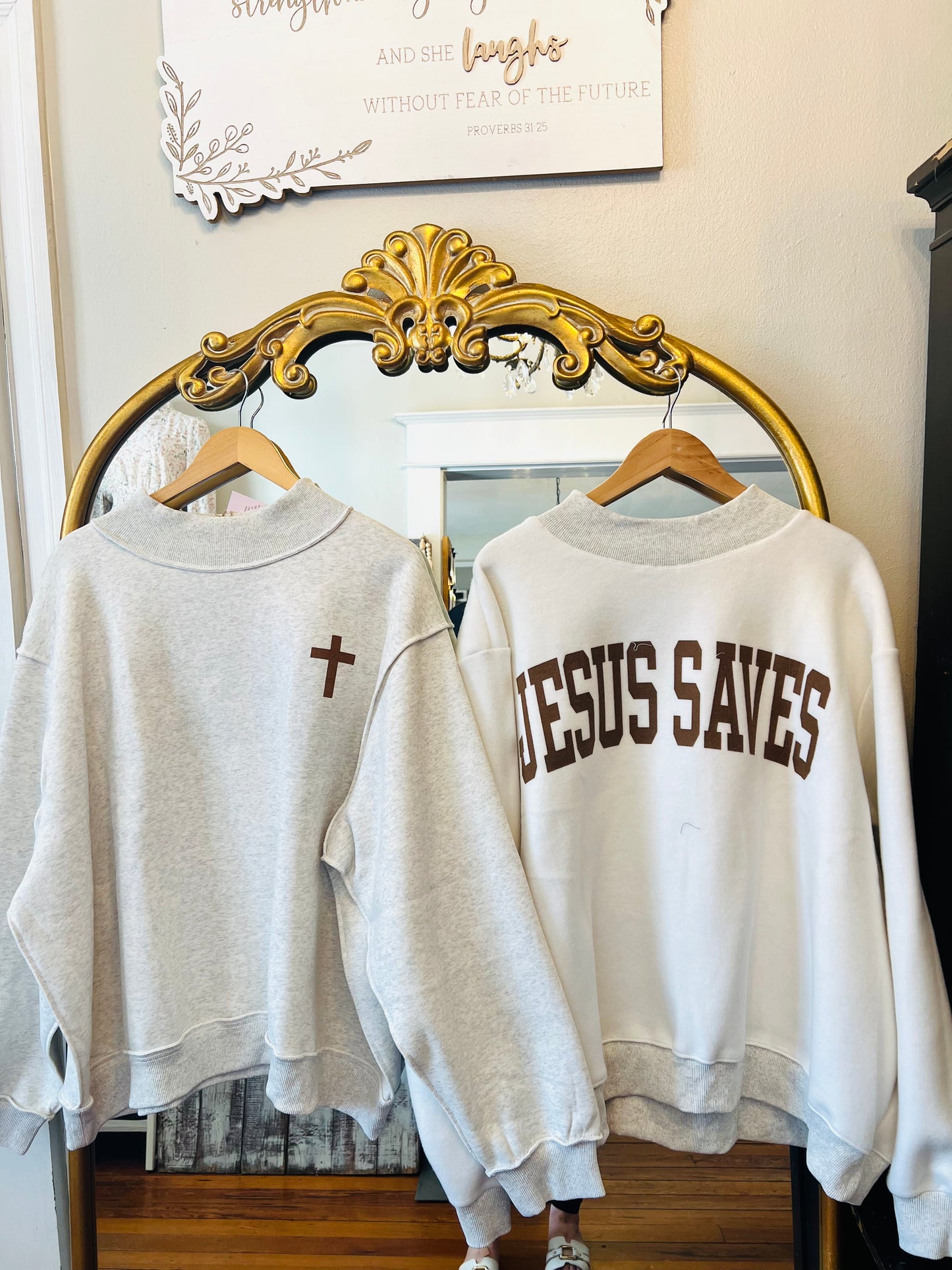 Reversible Sweatshirt CROSS & JESUS SAVES - Shoppe3130