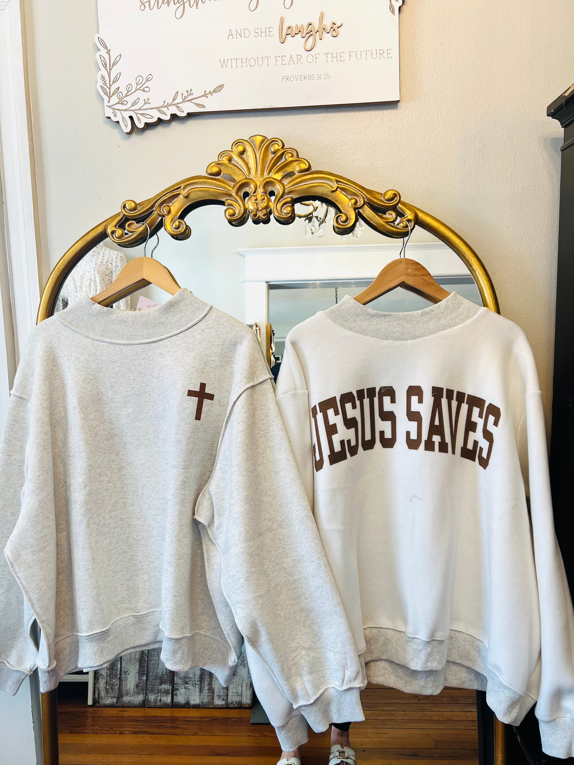 Reversible Sweatshirt CROSS & JESUS SAVES - Shoppe3130