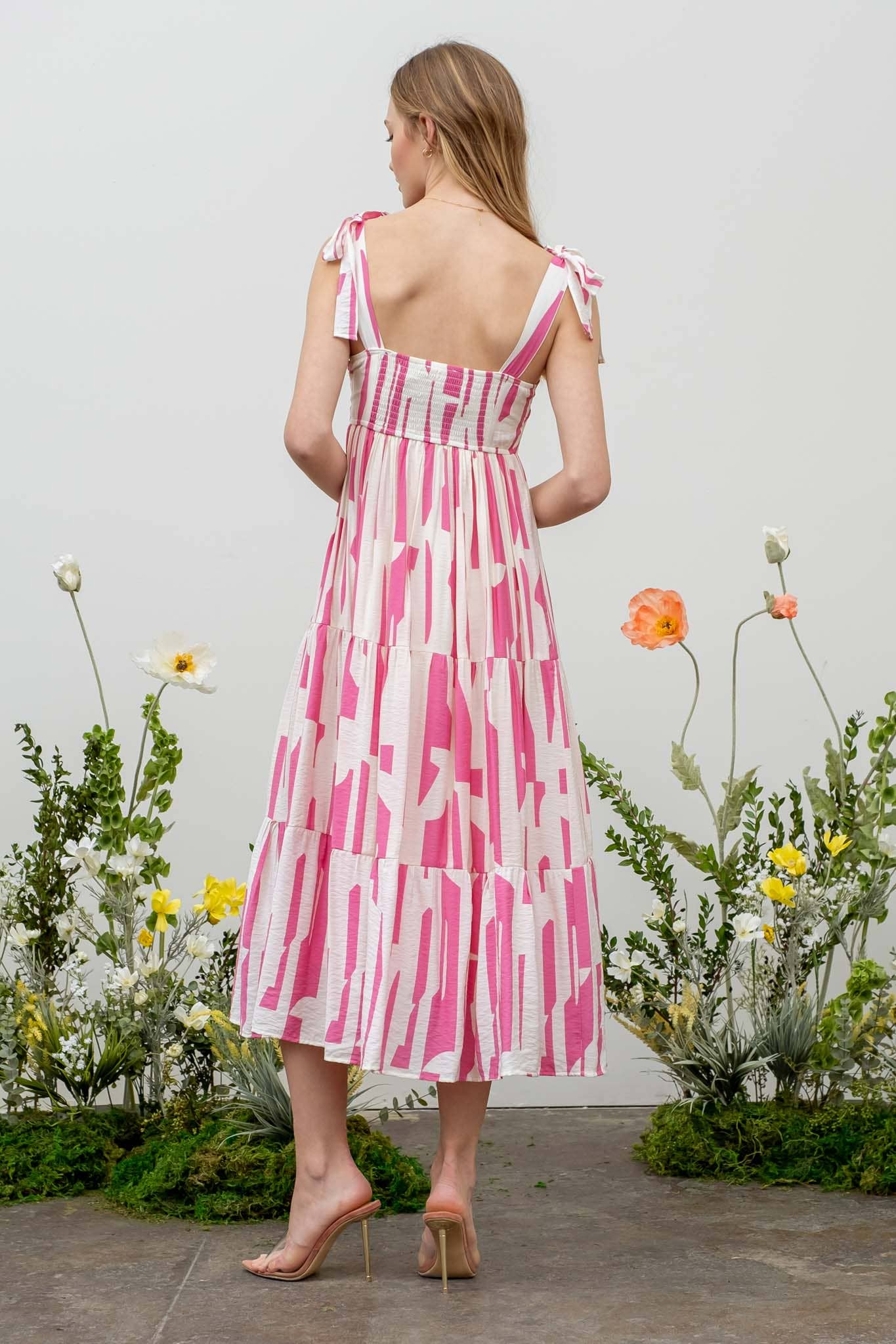 Fuchsia Abstract Ideas Midi Dress