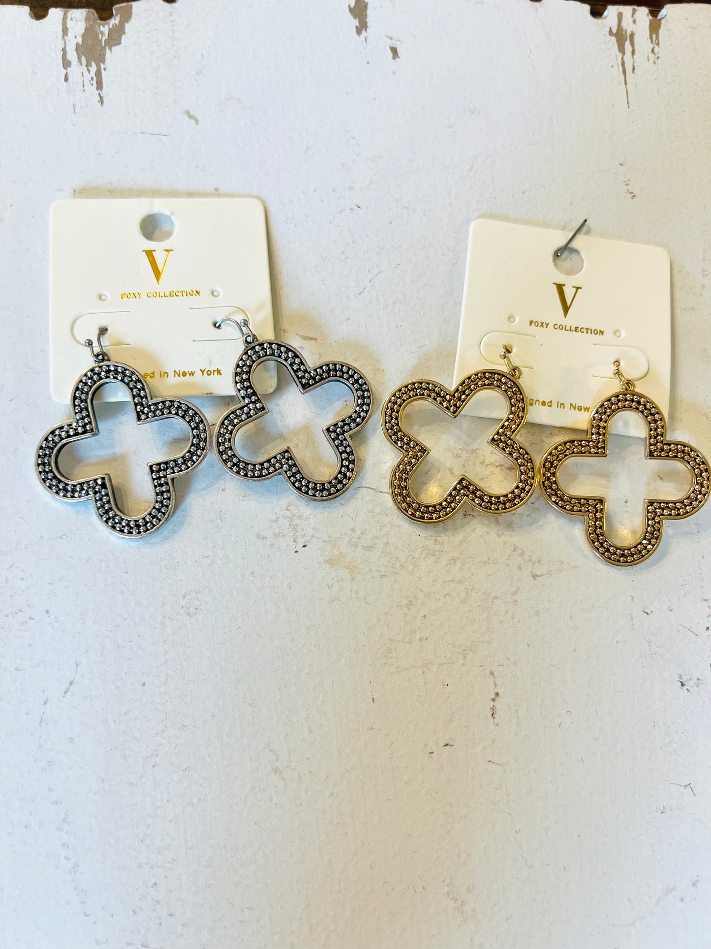 Crystal Clover Charm Earrings - Shoppe3130
