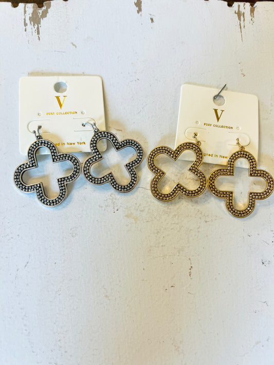 Crystal Clover Charm Earrings - Shoppe3130