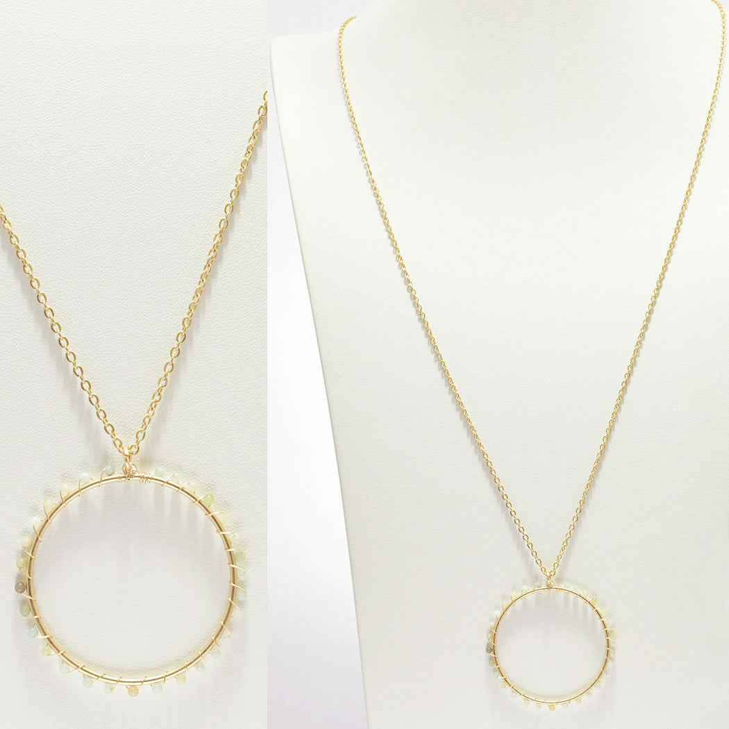 Dainty Beaded Round Long Pendant Necklace