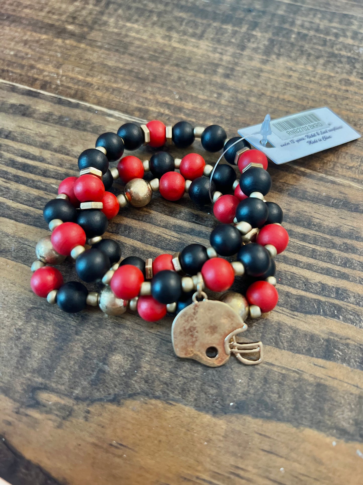 Game Day Glory Bracelet Stack in Red & Black
