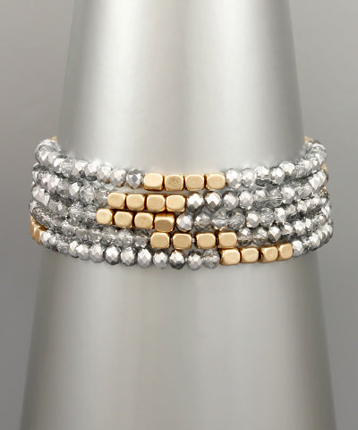 Gold And Diamond Cut Beaded Bracelet Set of 5