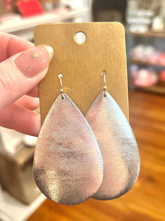 Silver Oval Shaped Earrings