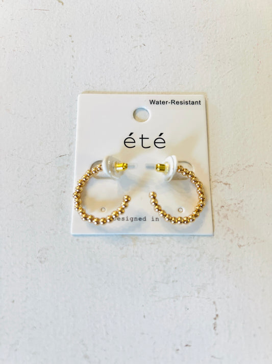 Gold Honey Bead Hoop Earrings - Shoppe3130