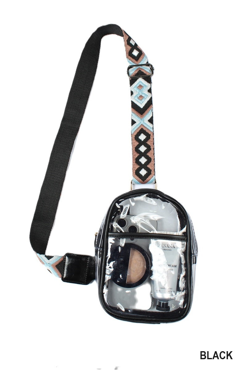 Count Me In Clear Sling Bag with Guitar Strap