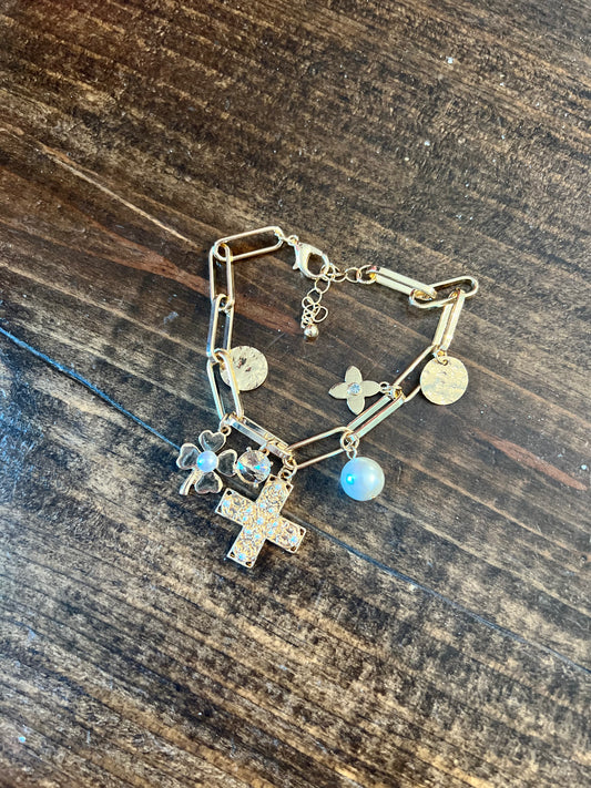 Golden Glimmer Grace Charm Bracelet