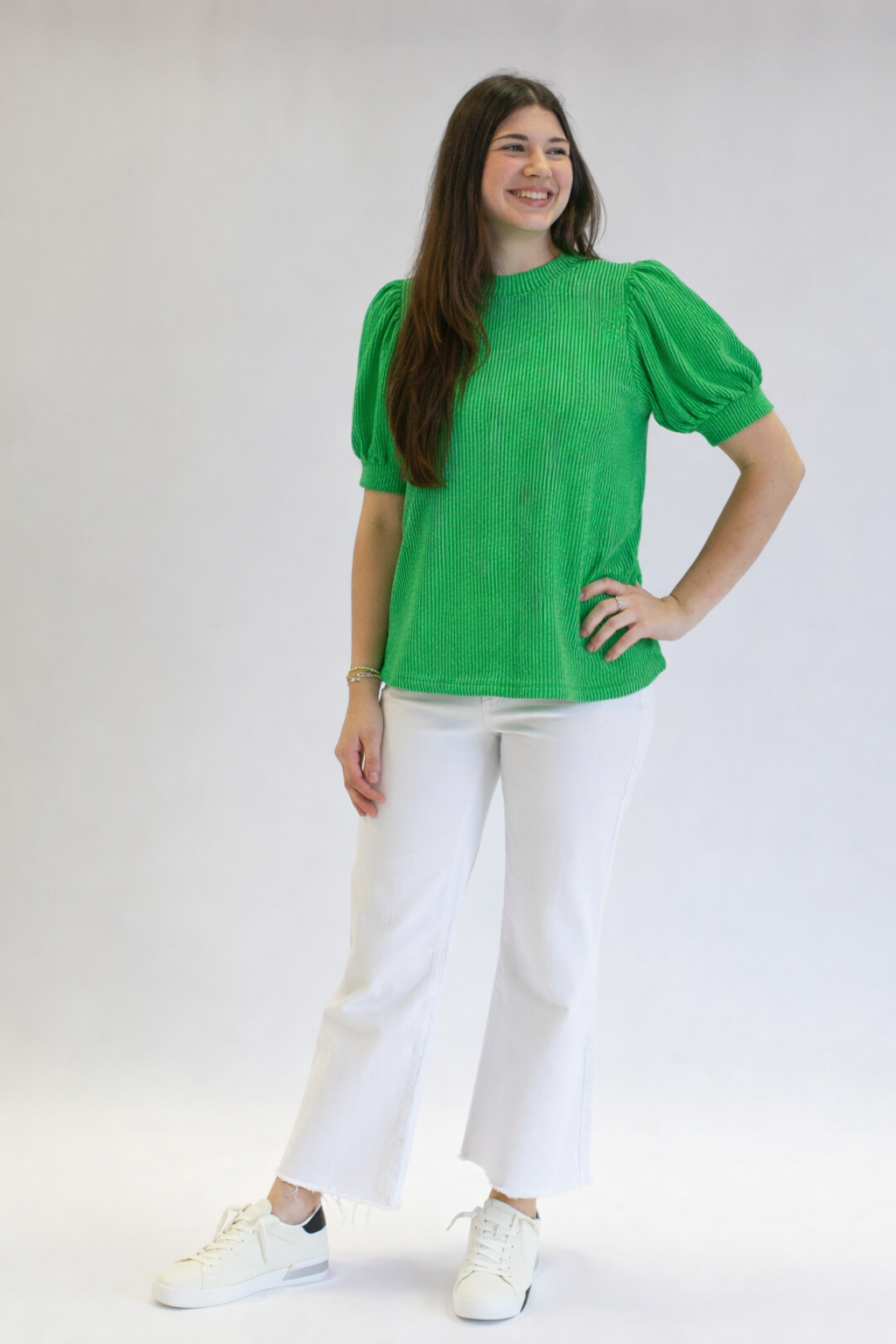 Pretty in Puff Sleeves Ribbed Top - Shoppe3130