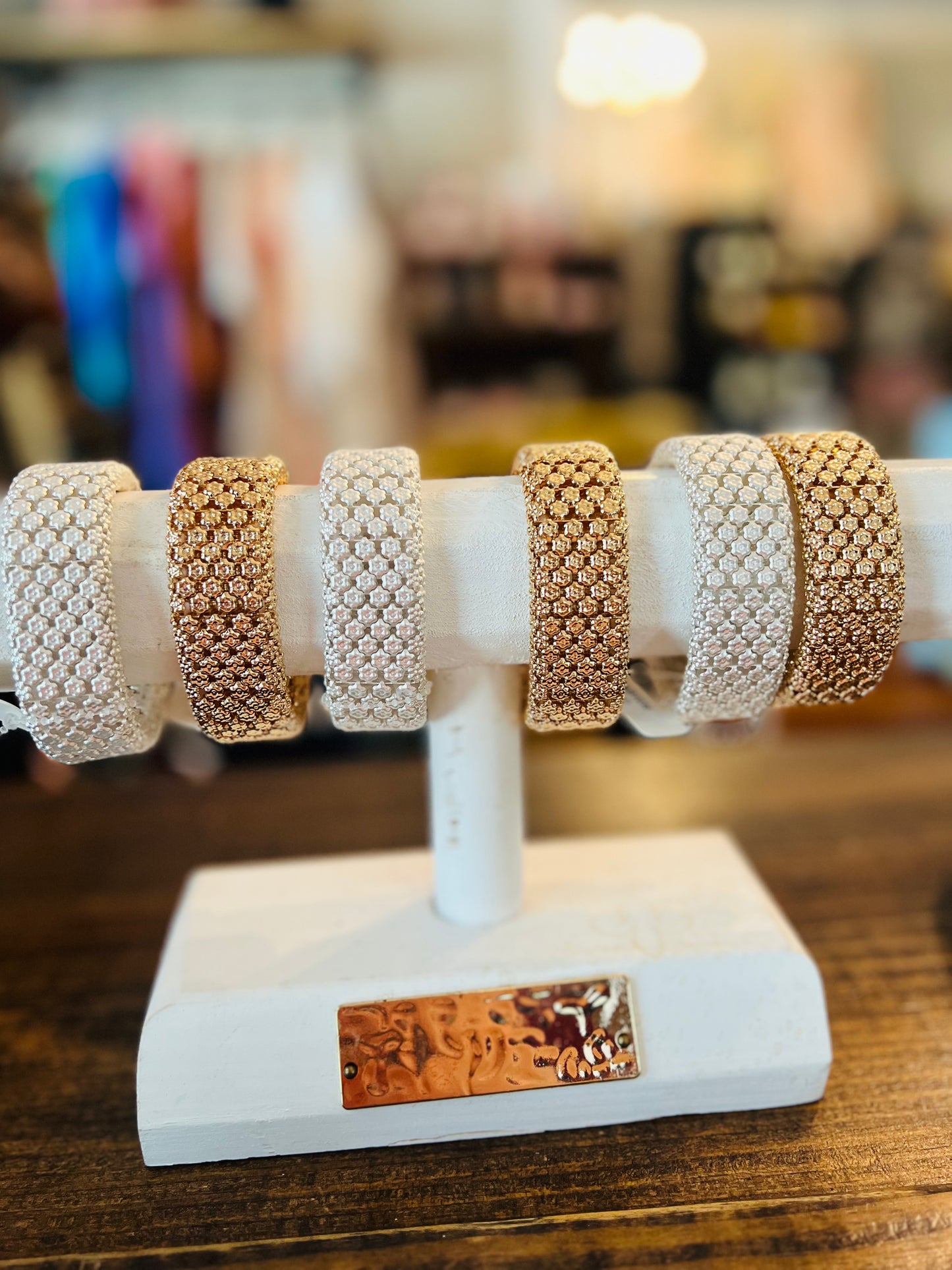 Crystal Weave Cuff Bracelets in Gold & Silver
