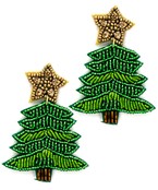 Christmas Tree Beaded Earrings