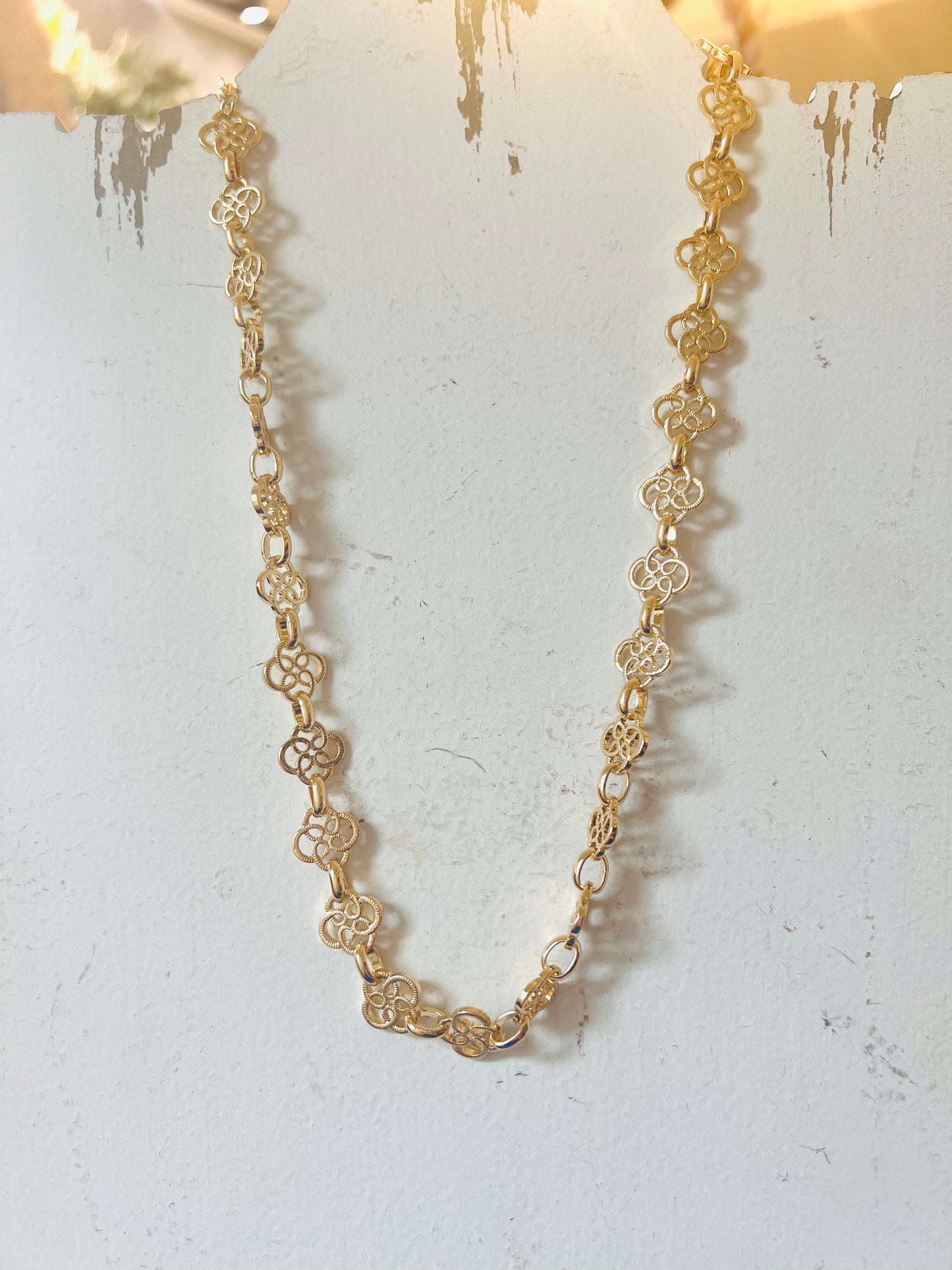 Gold Gilded Flower Chain Necklace