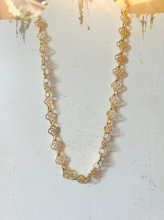 Gold Gilded Flower Chain Necklace - Shoppe3130