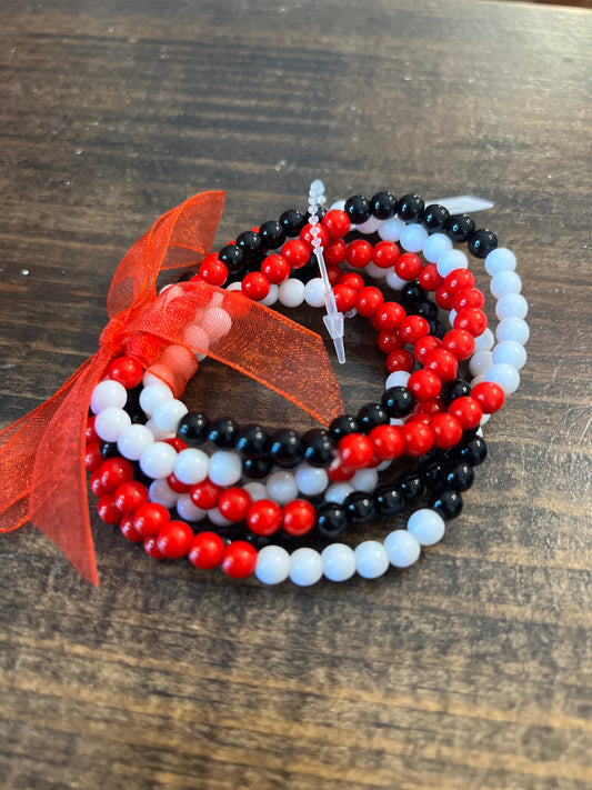 Fan Favorite Beaded Bracelet Stack in Red, White, & Black