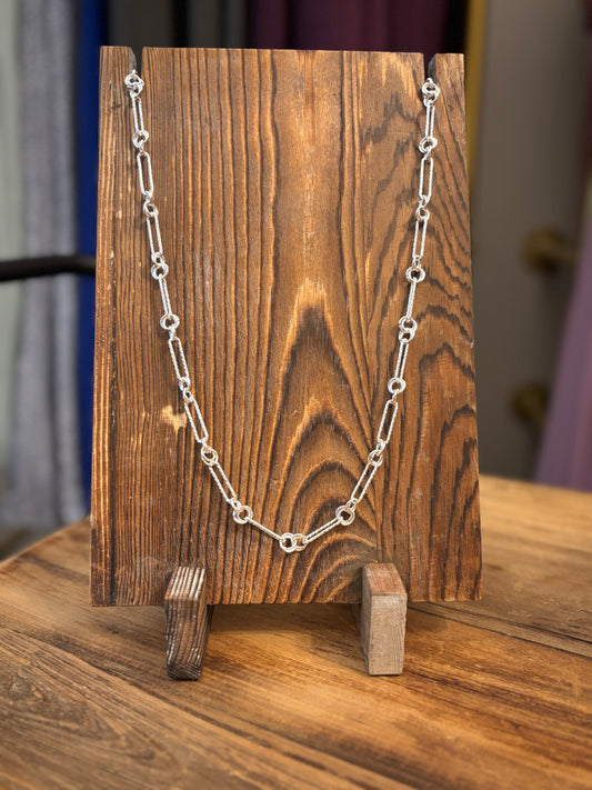 Silver Paper Clip Chain 33"