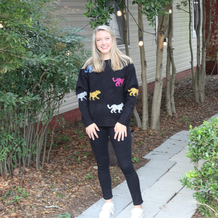 FINAL SALE Black Wild Cheetah Curvy Sweater