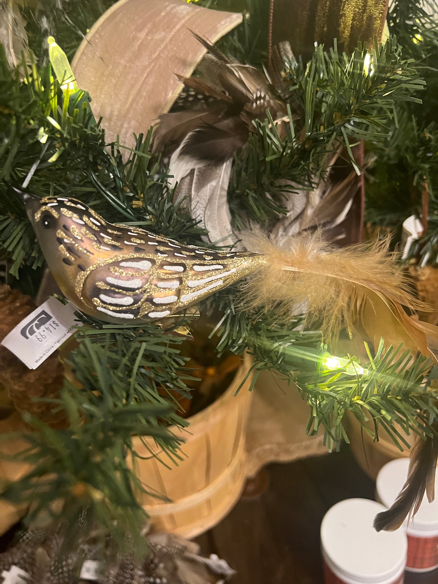 Clip On Bird with Feathers Ornament