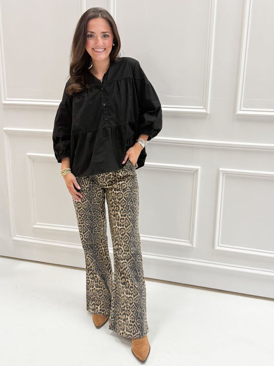 Leopard Luxe Flares Denim Jeans