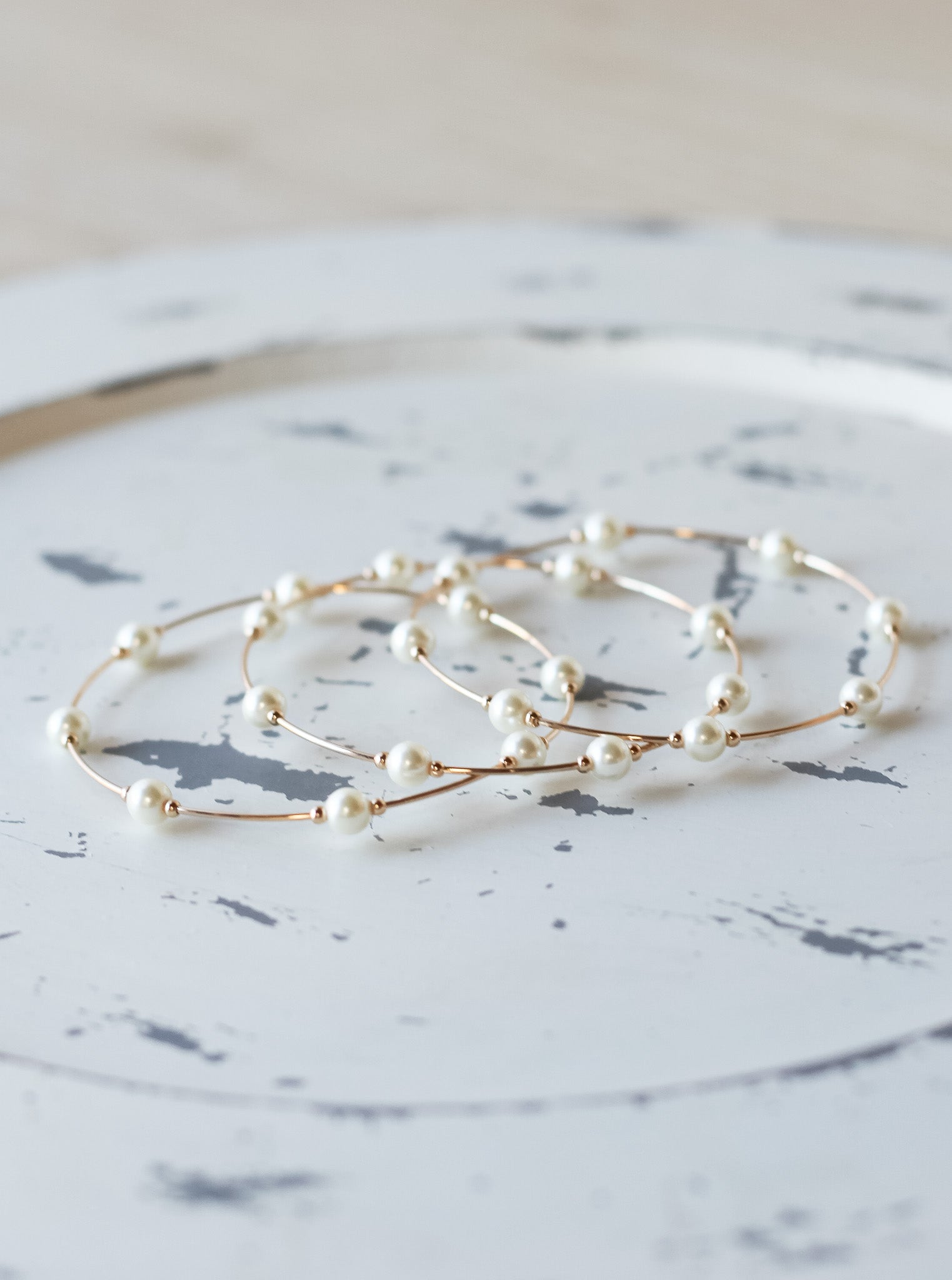 Gold Pearl Spaced Bracelet - Shoppe3130