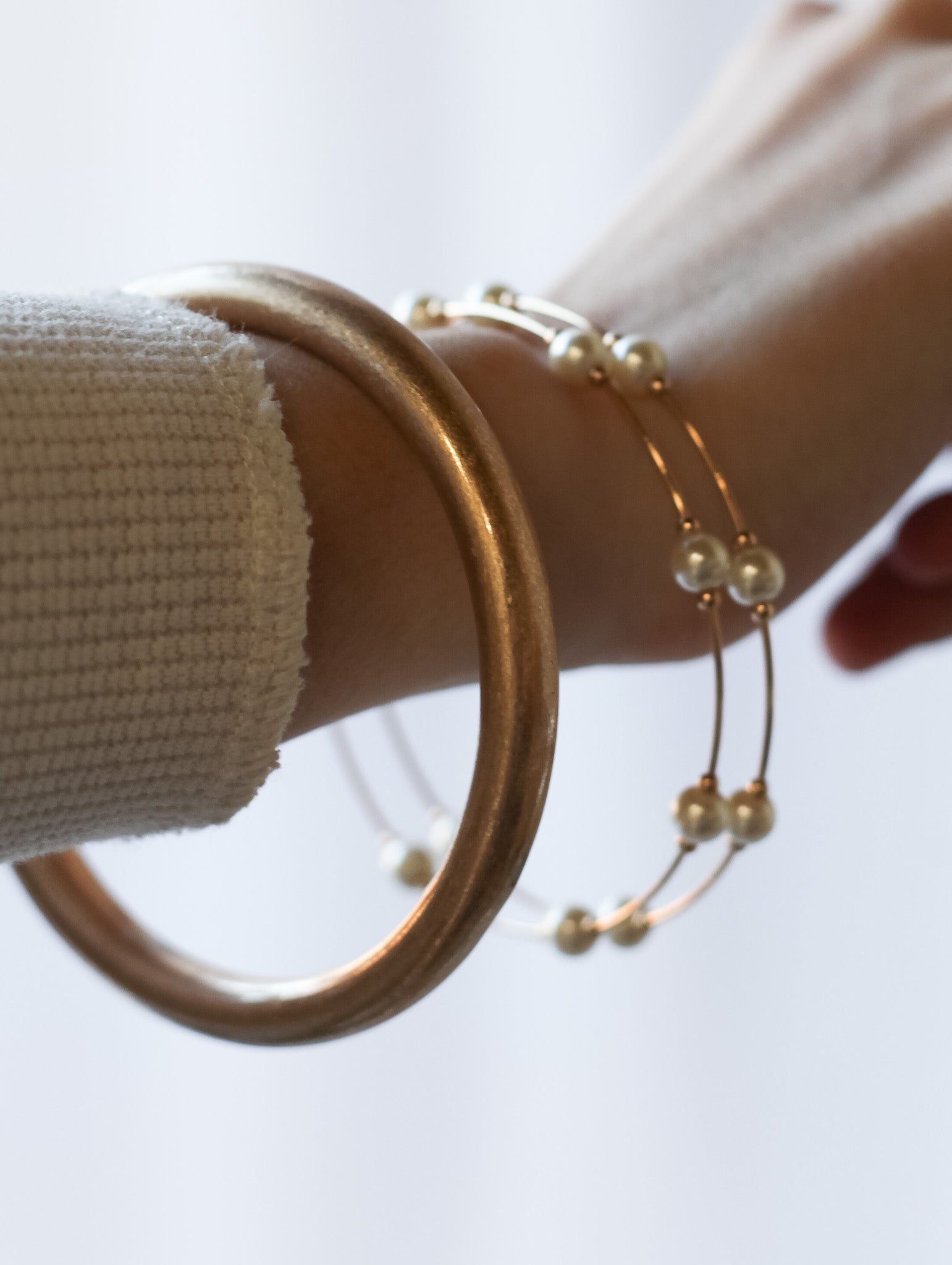 Gold Pearl Spaced Bracelet - Shoppe3130