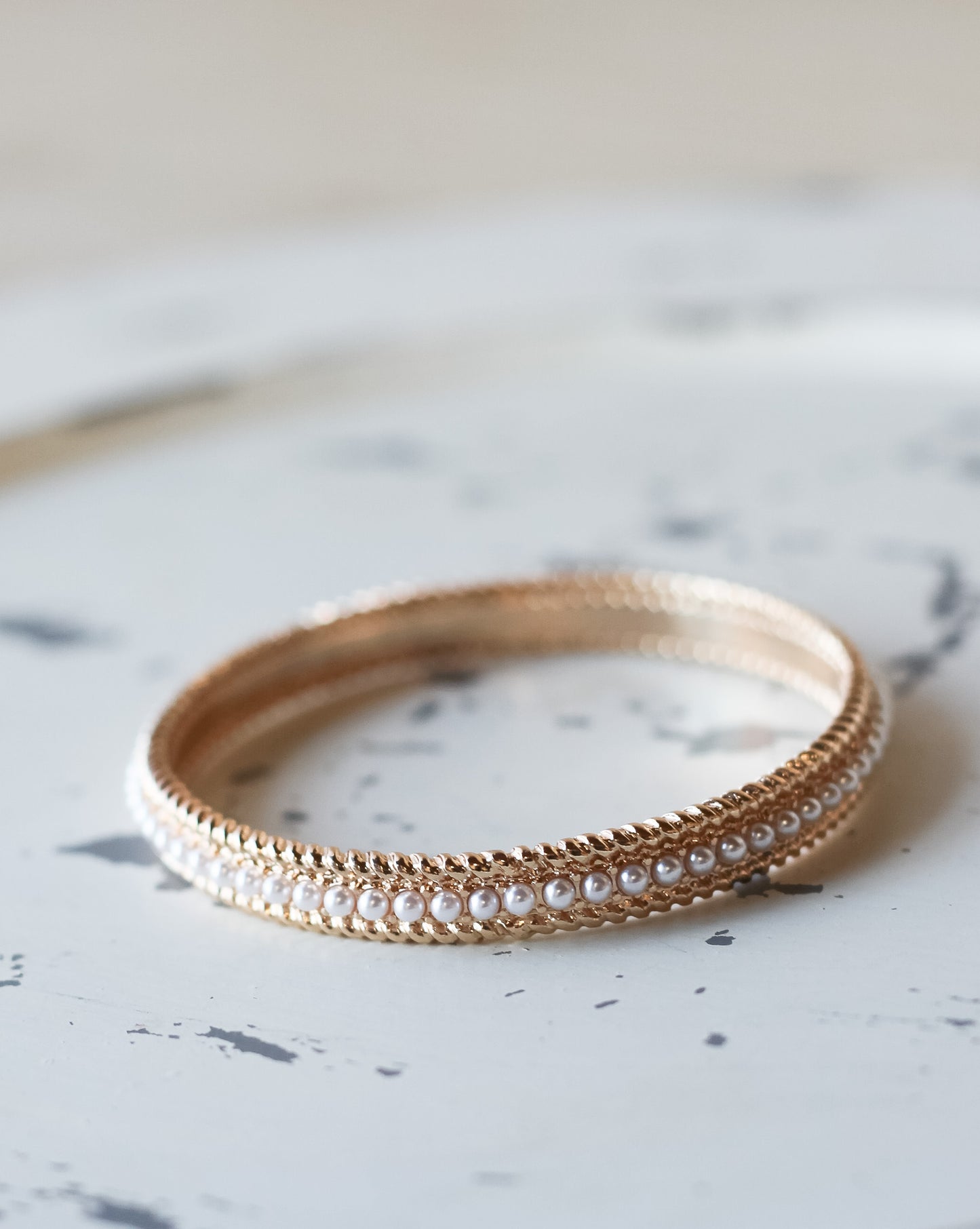 Pearl Bangle Track Bracelet