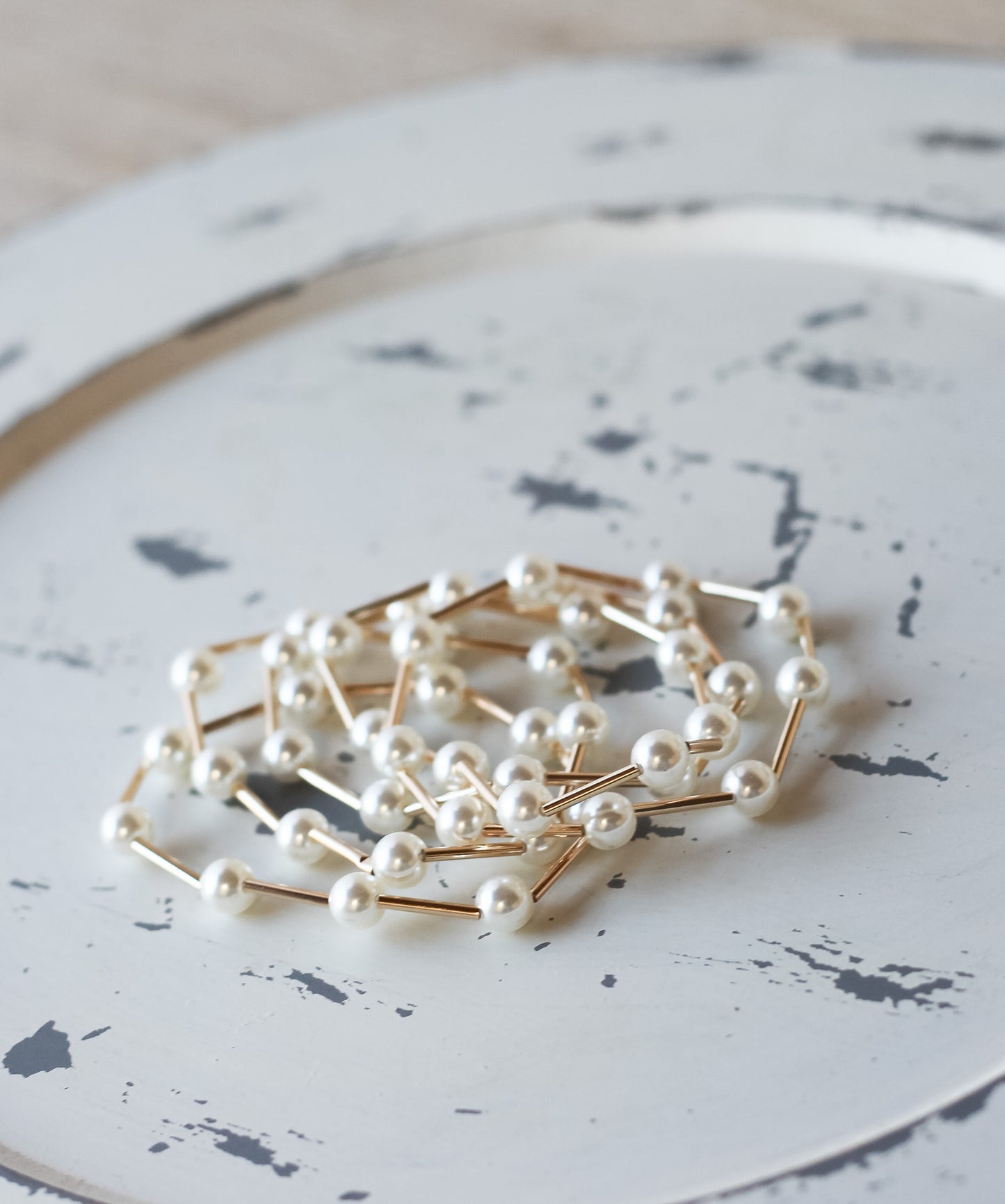 Golden Tube Bead and Pearl Bracelet - Shoppe3130