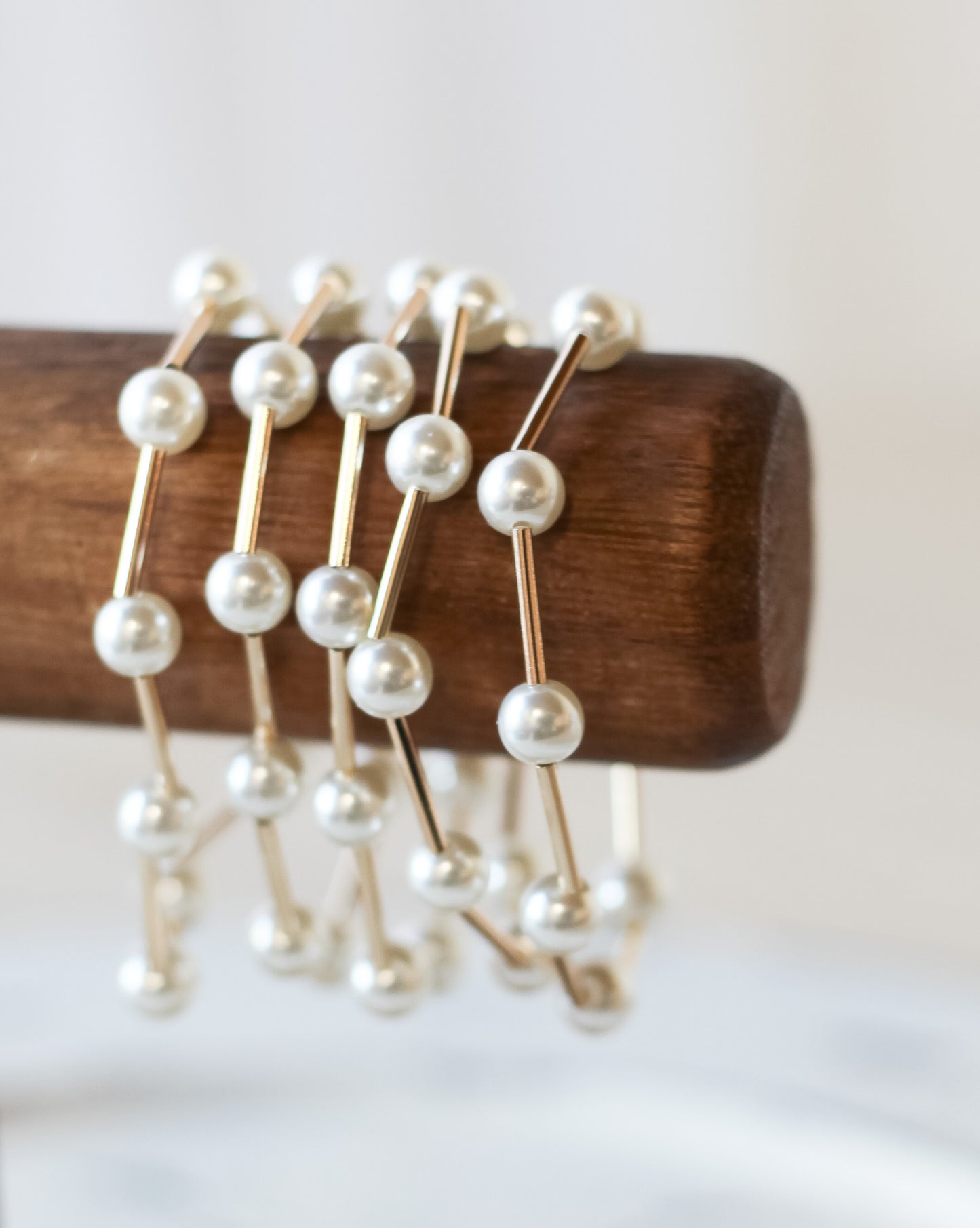 Golden Tube Bead and Pearl Bracelet - Shoppe3130