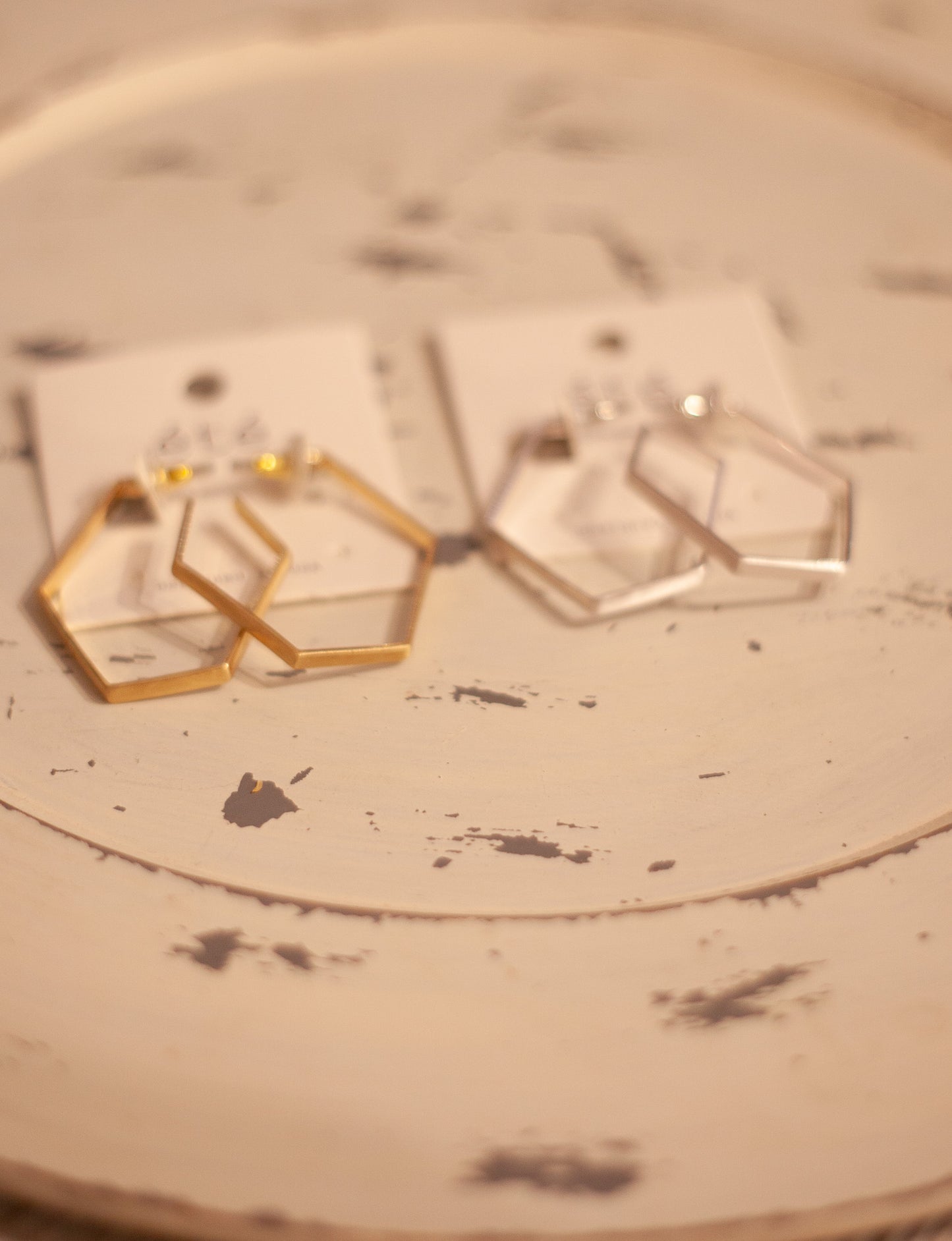 Boxed Hexagon Earrings