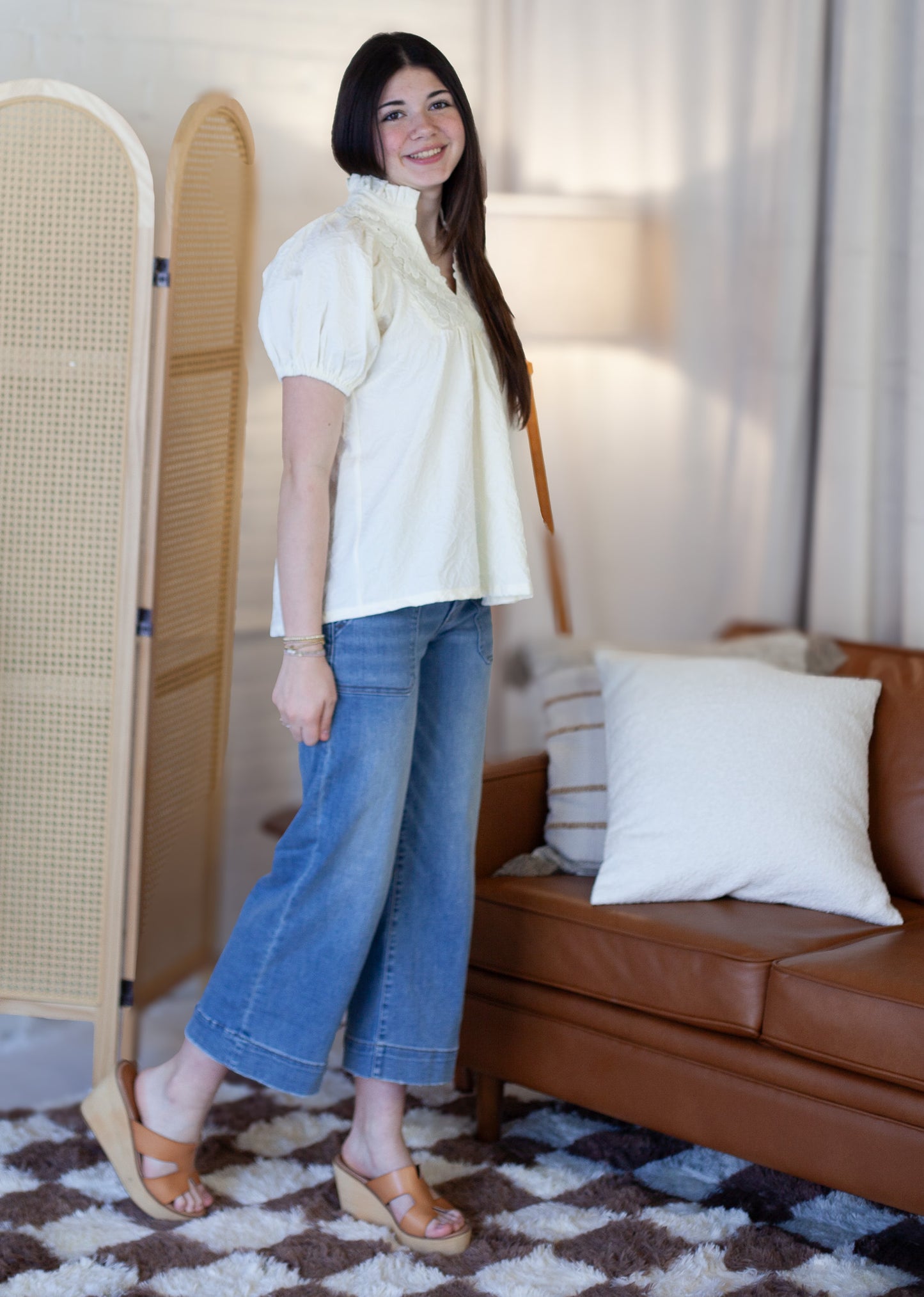 Wide Leg Cropped Zen Denim Jeans in Curvy