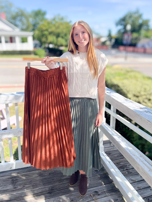 You Are So Pretty Pleated Midi Skirt - Shoppe3130