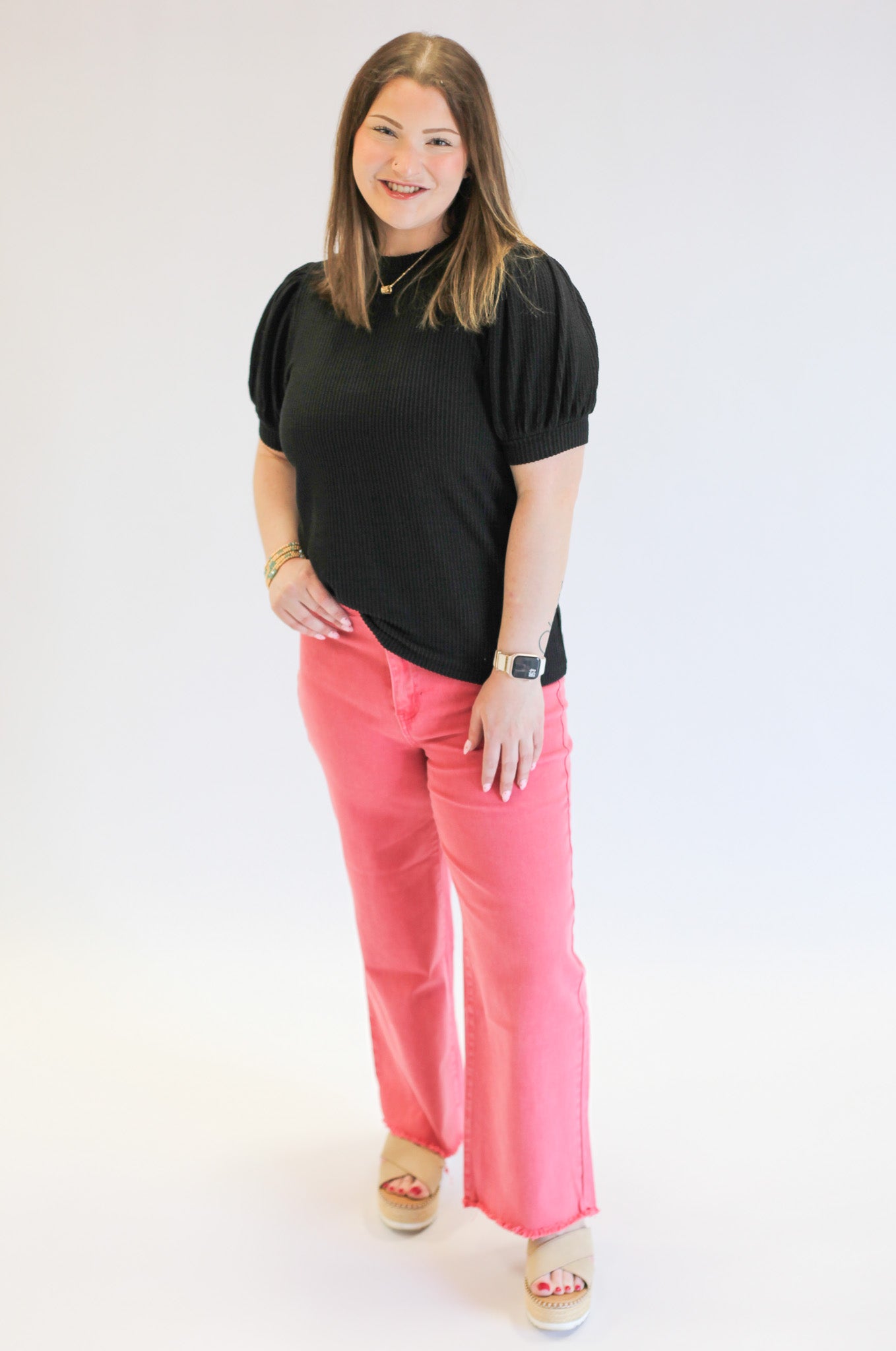 Ava Acid Washed Frayed Hem Straight Wide Leg Denim in Curvy - Shoppe3130