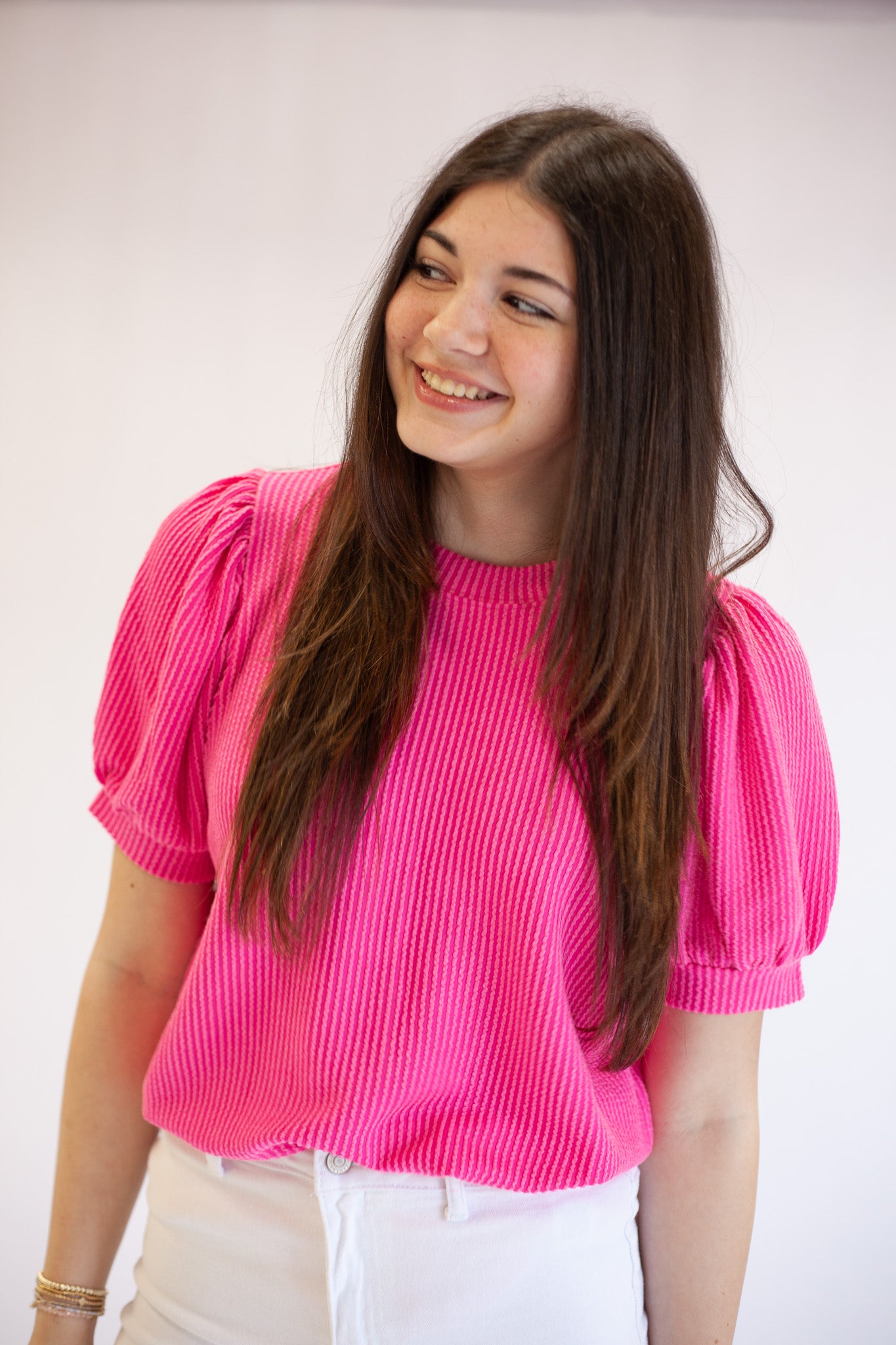 Pretty in Puff Sleeves Ribbed Top - Shoppe3130