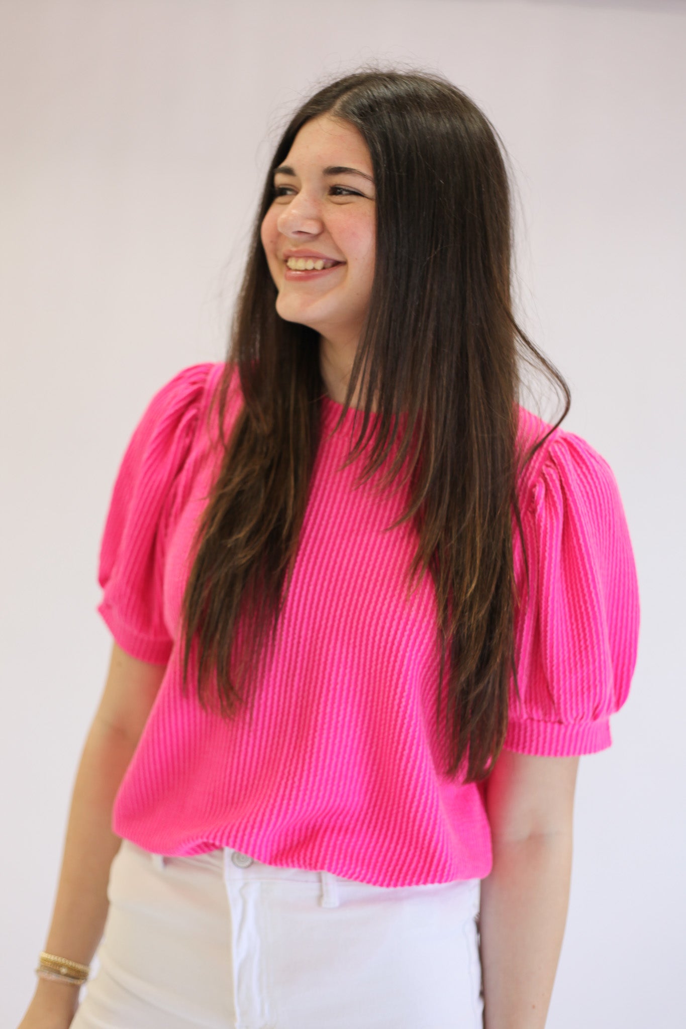 Pretty in Puff Sleeves Ribbed Top - Shoppe3130