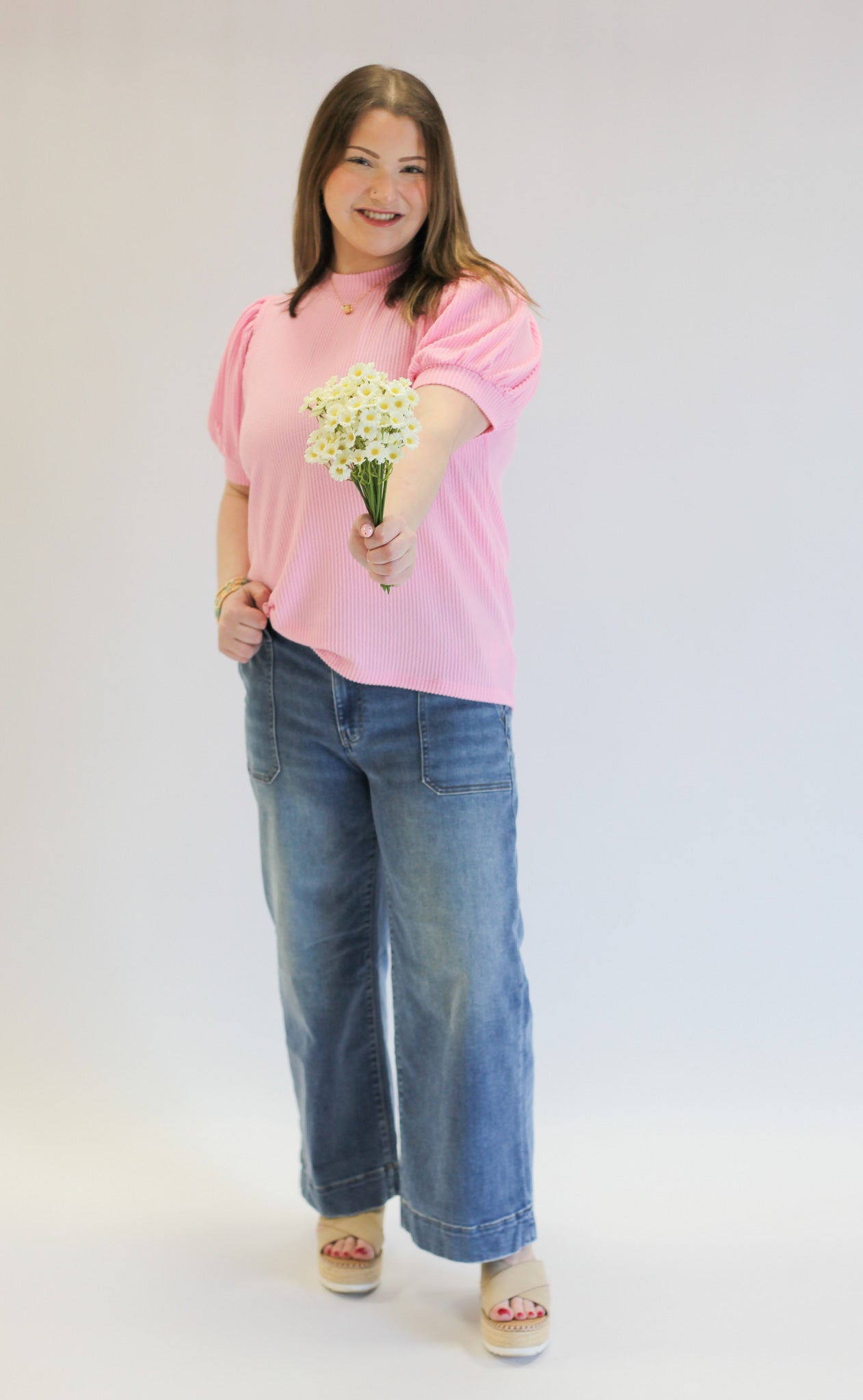 Pretty in Puff Sleeves Ribbed Top - Shoppe3130