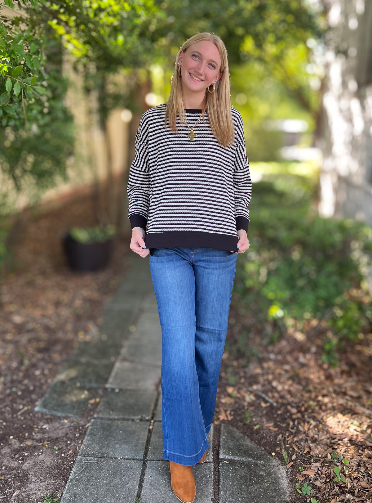 In For the Win Striped Black Top Shirt