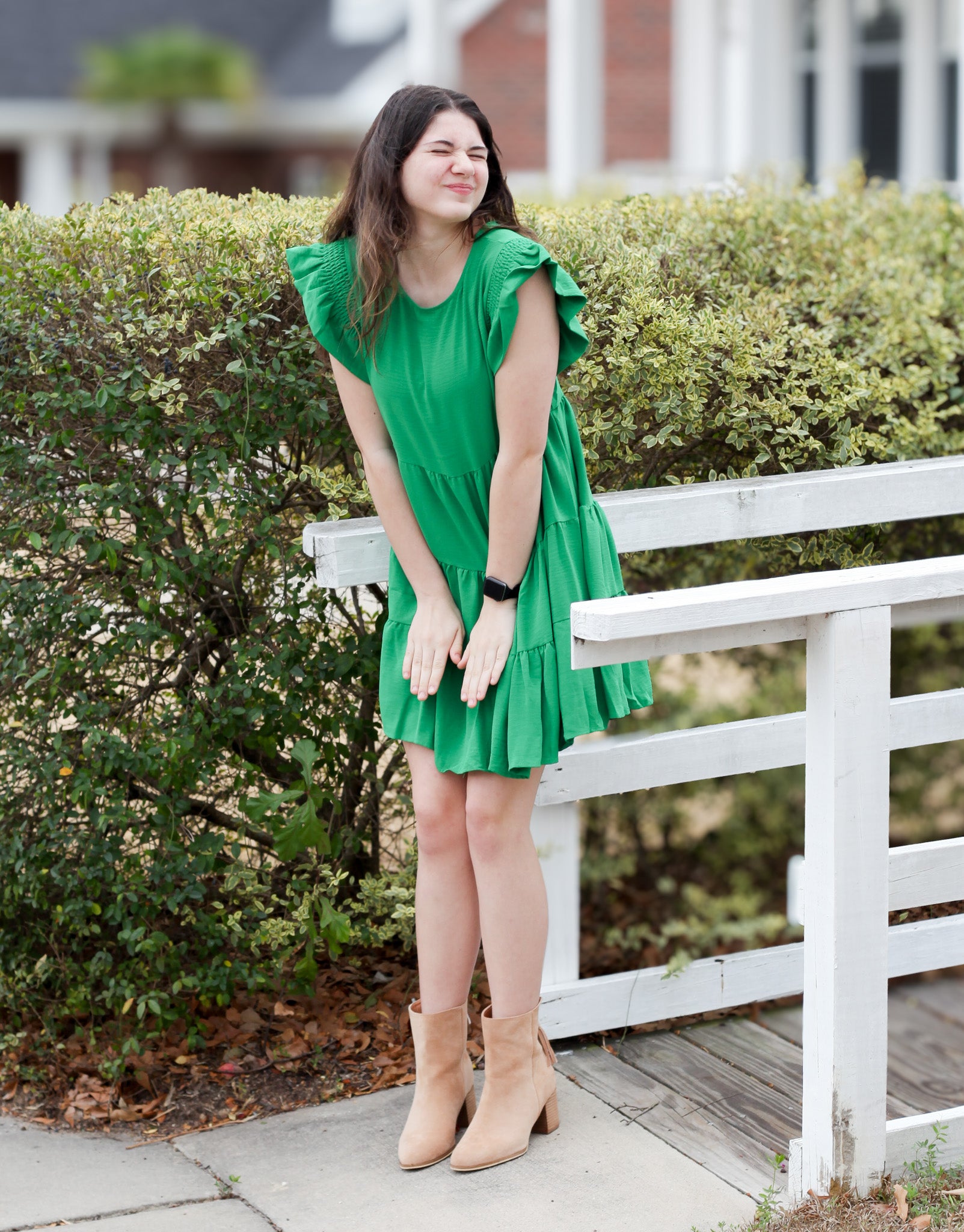 Playing the Green Mini Ruffle Dress - Shoppe3130