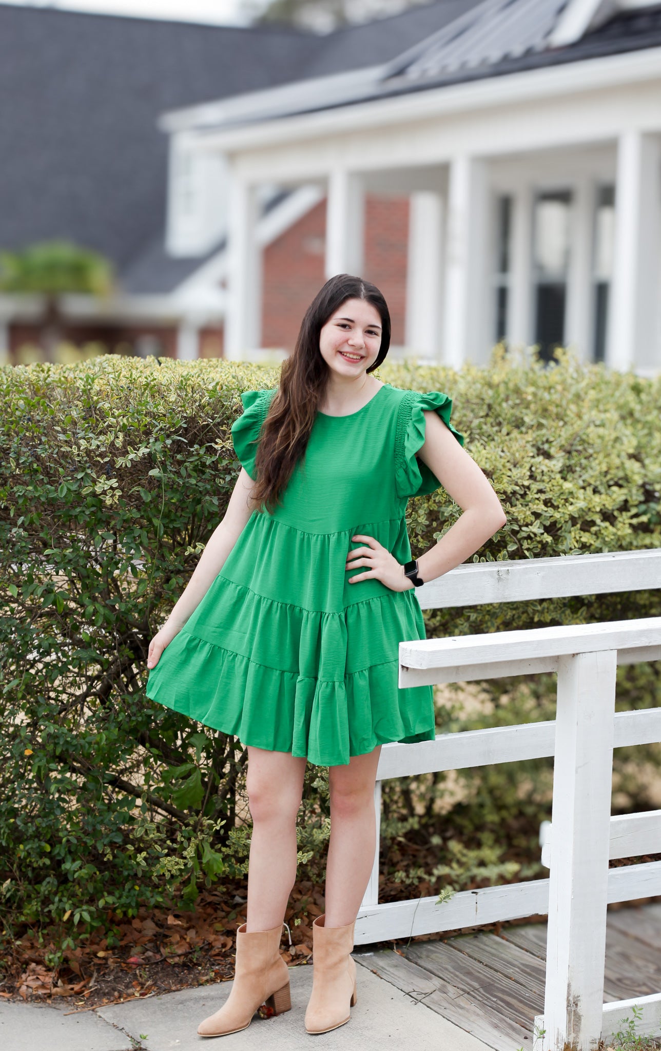 Playing the Green Mini Ruffle Dress - Shoppe3130