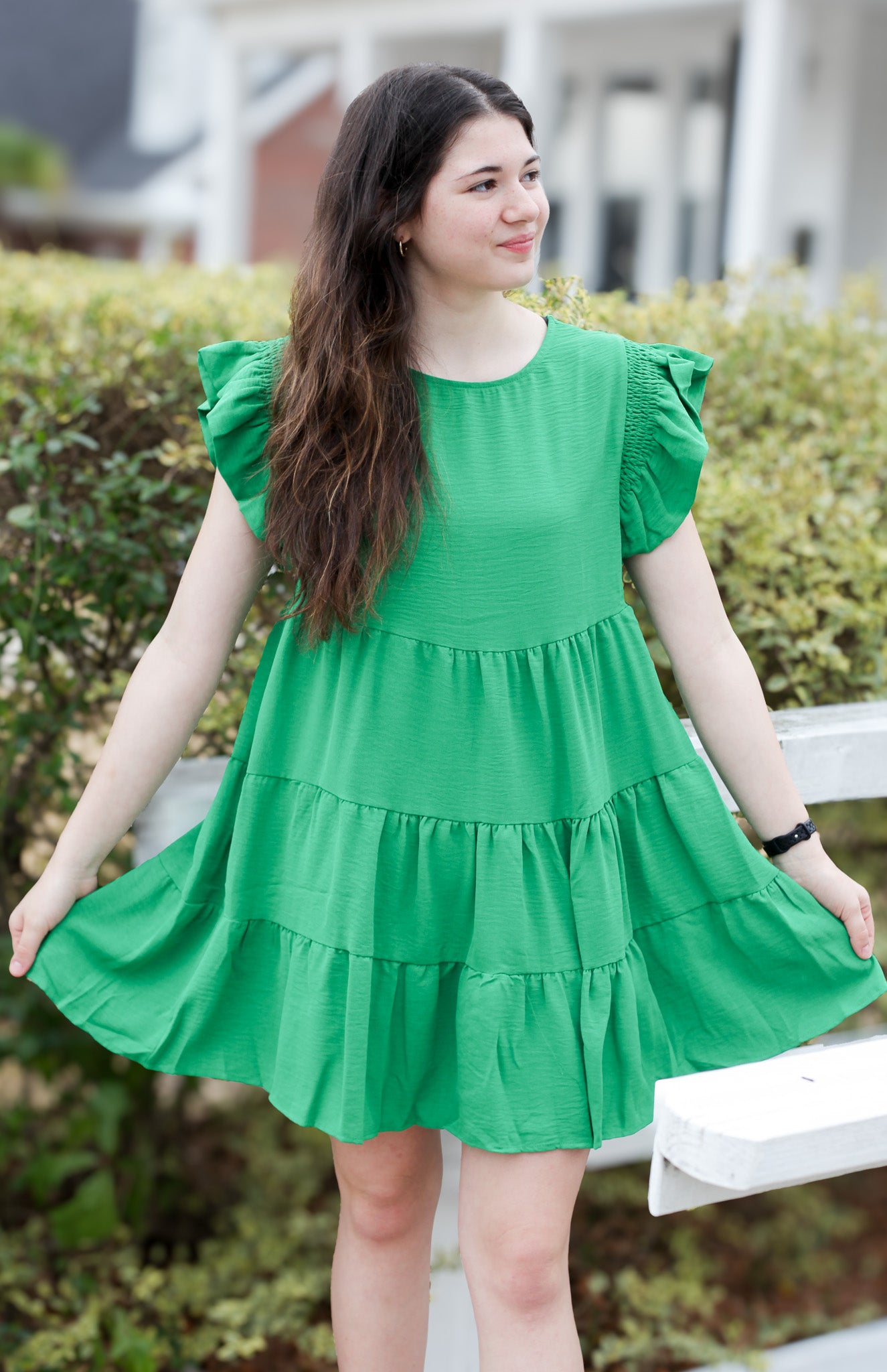 Playing the Green Mini Ruffle Dress - Shoppe3130